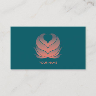 HEART FLOWER BUSINESS CARD CORAL GREEN