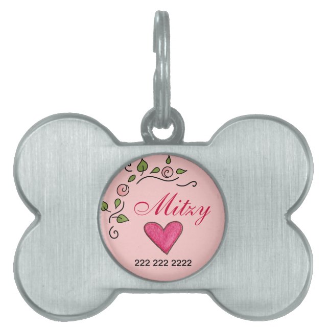 Heart & Flower Dog Tag (Front)