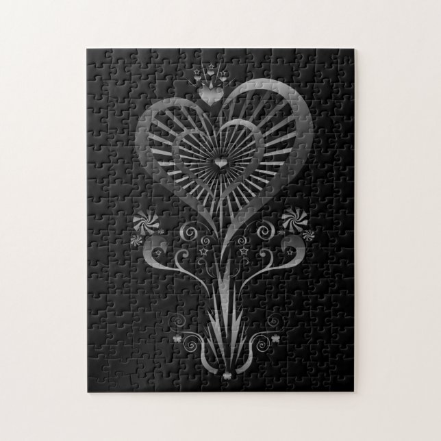 Heart Flower - Silver Jigsaw Puzzle (Vertical)