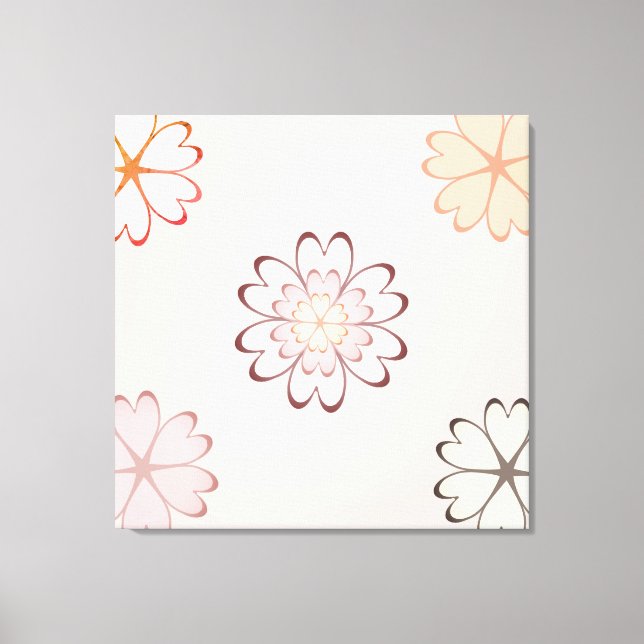 Heart Flowers on Light Beige Canvas Print (Front)