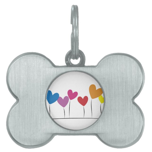 heart flowers pet name tag (Front)