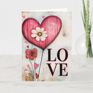 Heart & Flowers Romantic Bloom Holiday Card