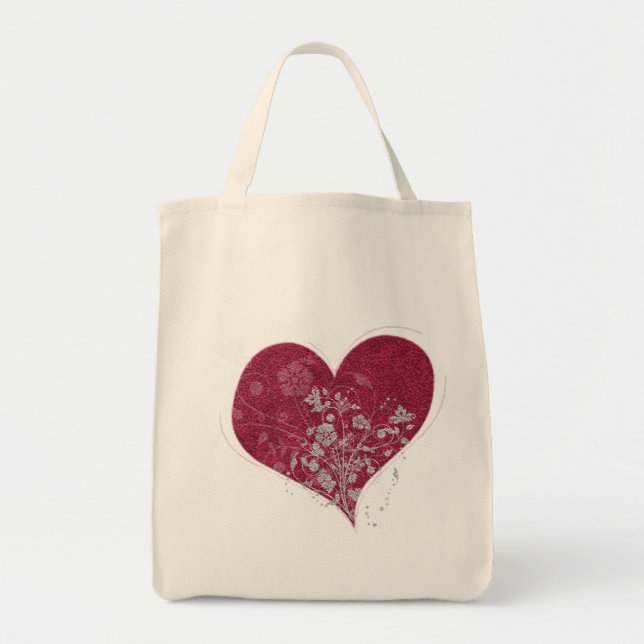Heart & Flowers Tote Bag (Front)