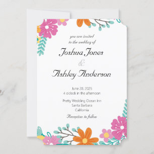 Heart Flowers Wedding Invitation