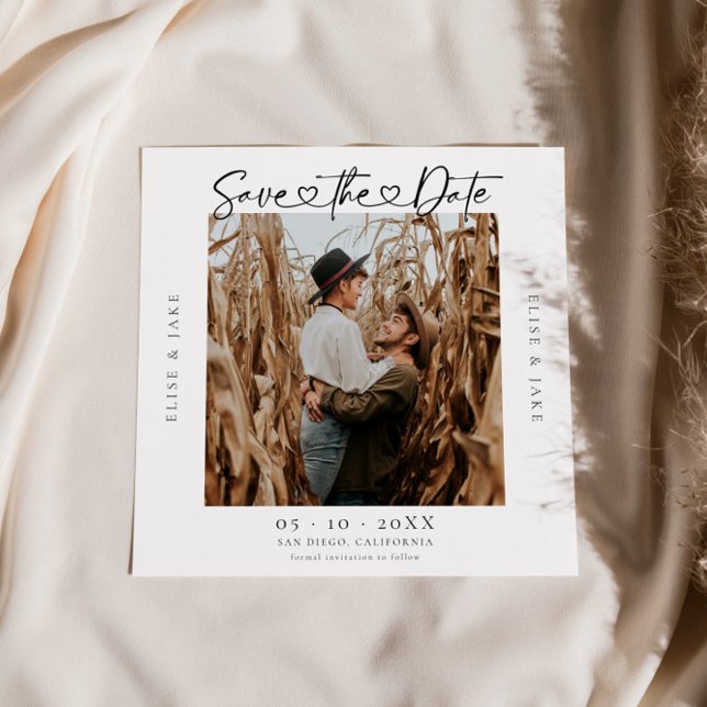 Heart Font Wedding Photo Save The Date (Creator Uploaded)