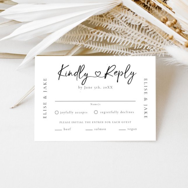 Heart Font Wedding RSVP Card (Creator Uploaded)