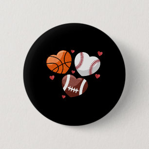 Heart Football Basketball Baseball Valentines Day  6 Cm Round Badge