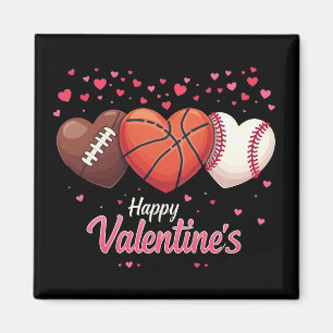 Heart Football Basketball Baseball Valentines Day Magnet