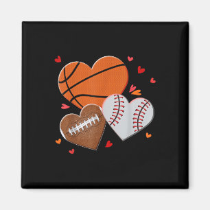 Heart Football Basketball Baseball Valentines Day  Magnet