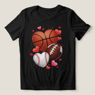 Heart Football Basketball Baseball Valentines Day  Tri-Blend Shirt