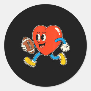 Heart Football Valentines Day Mens Boys Kids Classic Round Sticker
