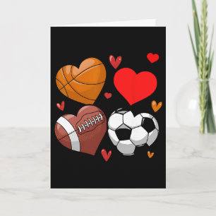 Heart Footll Sketll Soccer Valentine Sports Card