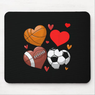 Heart Footll Sketll Soccer Valentine Sports Mouse Pad