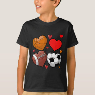 Heart Footll Sketll Soccer Valentine Sports T-Shirt