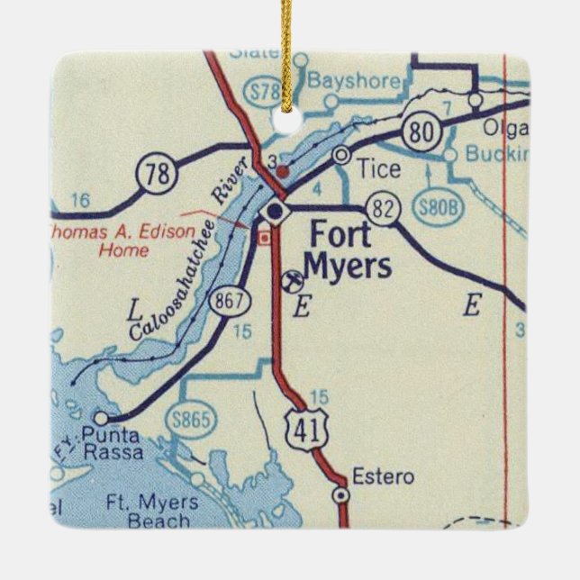 Heart Fort Myers Florida Ceramic Ornament (Back)