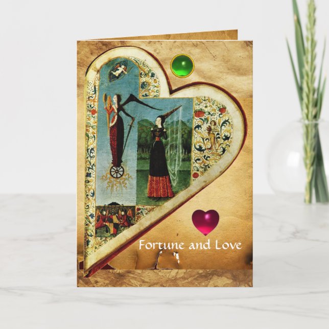 HEART FORTUNE AND LOVE ALLEGORY Valentine's Day Holiday Card (Front)