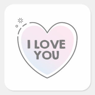 Heart frame and i love you text square sticker