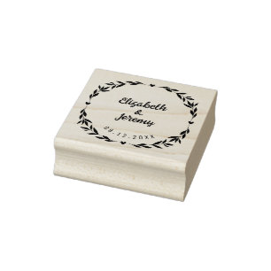 Heart Frame Couples Names Date Wedding Rubber Stamp