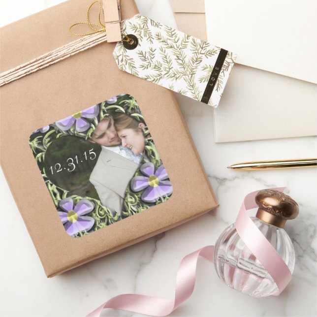 Heart Frame Daisy Wedding Stickers Your Photo (Gifting)