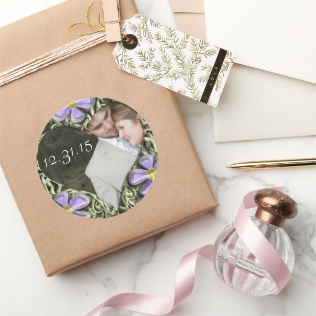 Heart Frame Daisy Wedding Stickers Your Photo (Gifting)