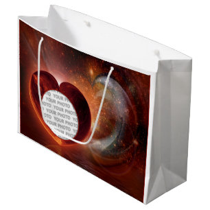 Heart Frame HOT LOVE + your photo & ideas Large Gift Bag