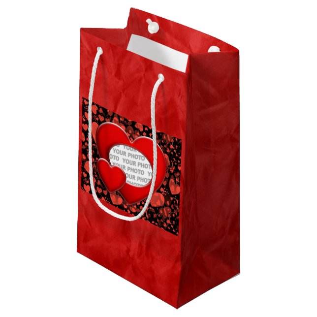 Heart Frame I + your photo & ideas Small Gift Bag (Front Angled)