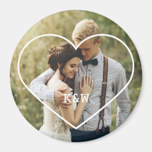 Heart Frame Monogrammed Photo Magnet
