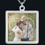 Heart Frame Monogrammed Photo Silver Plated Necklace<br><div class="desc">Elegant and simple personalised photo design perfect for mother's day,  as a wedding or anniversary gift,  graduation gift,  etc.</div>