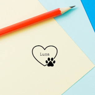 Heart Frame Sweet Paw Custom Name  Rubber Stamp