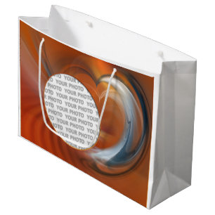 Heart Frame WAY TO LOVE HEAVEN + your photo Large Gift Bag