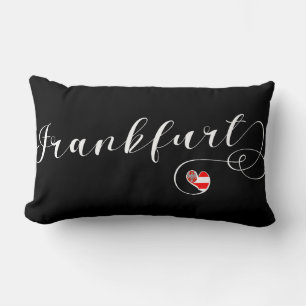 Heart Frankfurt Flag, Hesse, Germany Lumbar Cushion