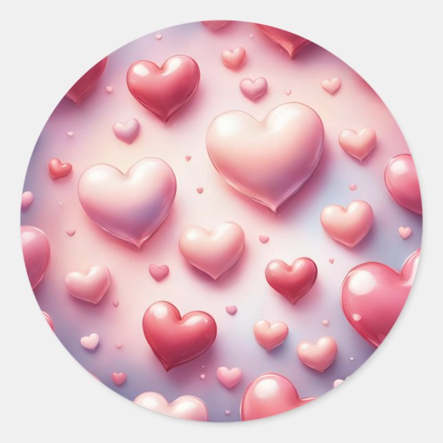 Heart Frenzy Classic Round Sticker (Front)