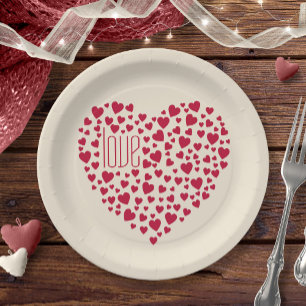 Heart Full of Hearts Love Red ID733 Paper Plate