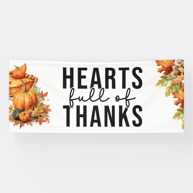 Heart full of thanks for fall party banner (Horizontal)