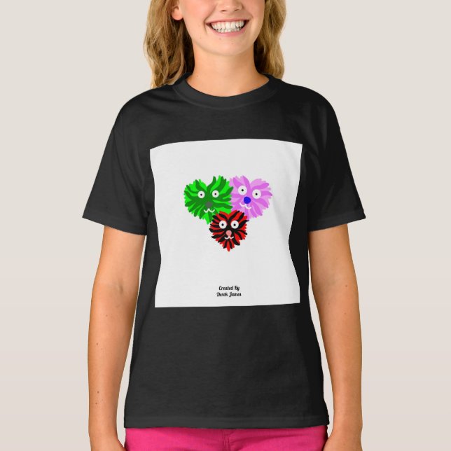 Heart Fuzzies Girls Black Basic T Shirt (Front)