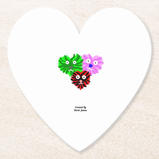 Heart Fuzzies Heart Paper Coaster (Front)
