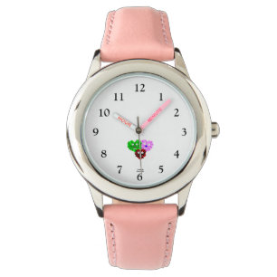 Heart Fuzzies Kid's Pink Leather Strap Watch