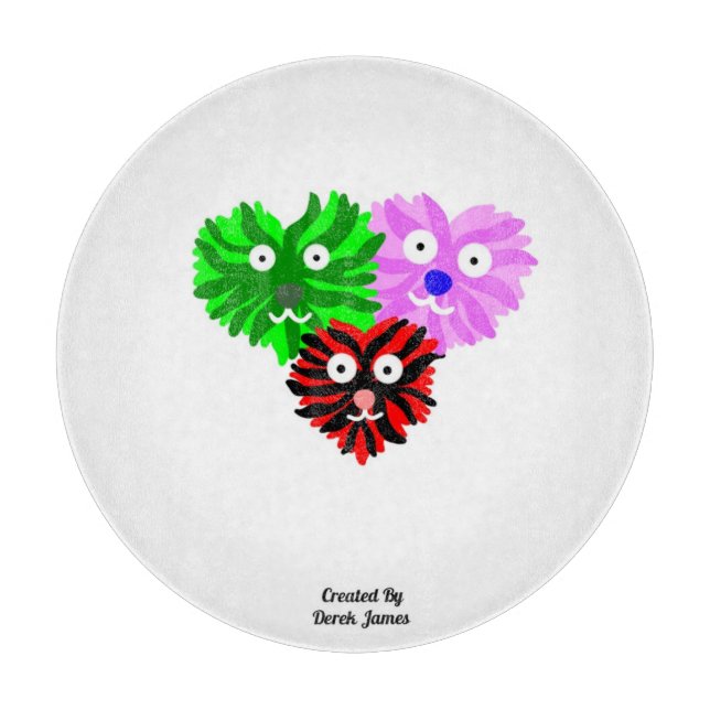 Heart Fuzzies Round Glass Cutting Board (30.4 cm) (Front)