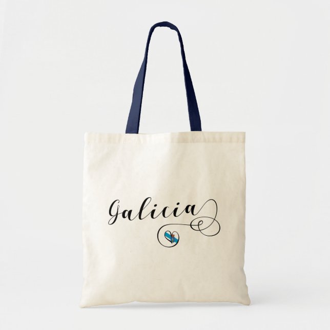 Heart Galicia Flag, Galician, Galiza Tote Bag (Front)