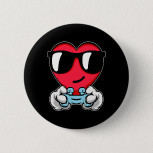 Heart Gamer Valentines Day Cute Video-game Control 6 Cm Round Badge