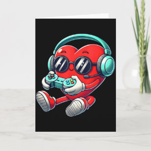 Heart Gamer Video Gaming Boys Men Kids Valentines  Card
