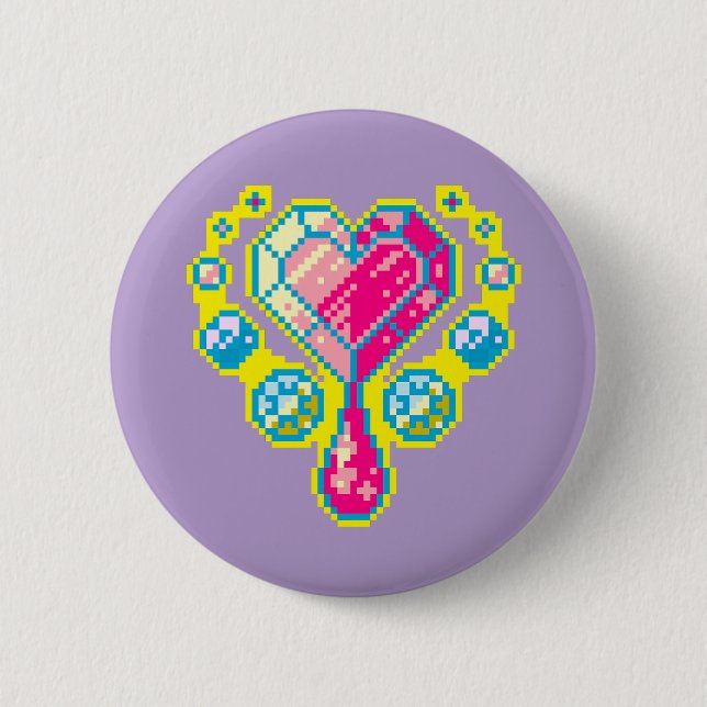 Heart Gem Pixel Art Button (Front)