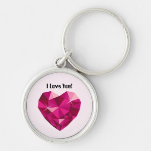 Heart Gemstone I Love You Key Ring