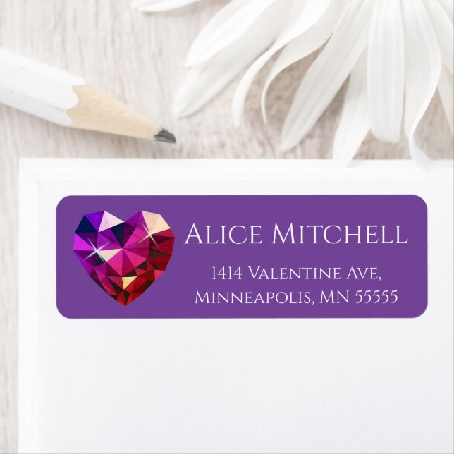 Heart Gemstone Purple Return Address (Insitu)