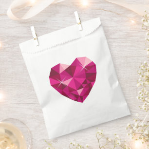 Heart Gemstone White Favour Bags