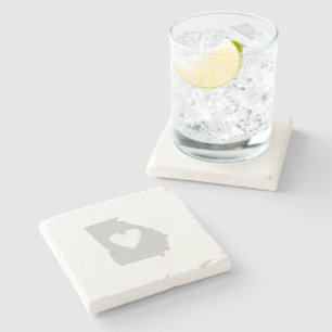 Heart Georgia state silhouette Stone Coaster