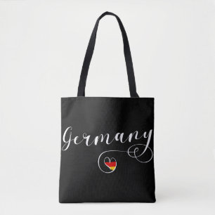 Heart Germany Grocery Bag, German Flag Tote Bag