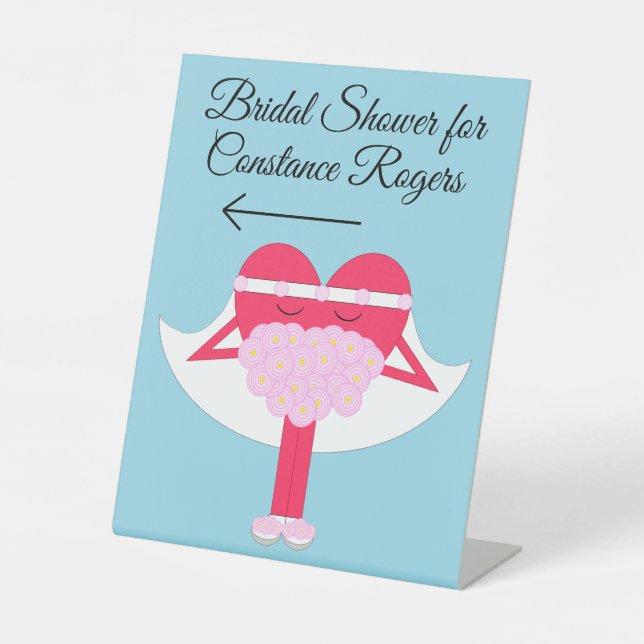 Heart Getting Married Bridal Shower Pedestal Sign (Front)