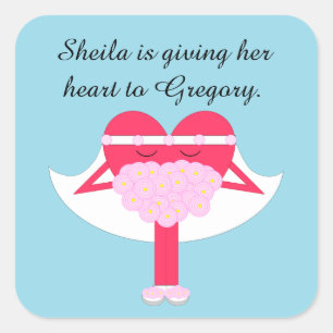 Heart Getting Married Bridal Shower Square Sticker