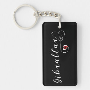 Heart Gibraltar Flag, I Love Gibraltar, Llanitos Key Ring